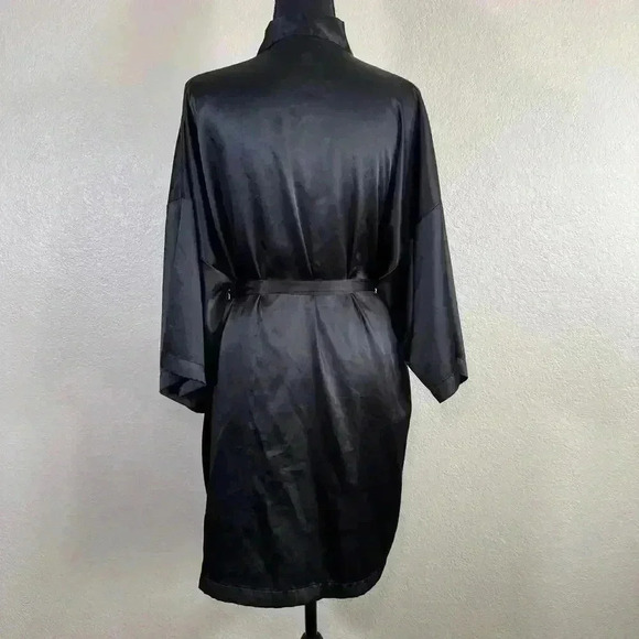 Victoria's Secret Angels Satin Kimono Robe Black Women One Size - Picture 3 of 11